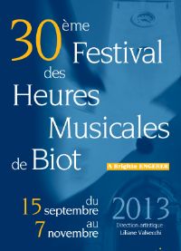 Festival des Heures Musicales de Biot. Du 15 septembre au 7 novembre 2013 à Biot. Alpes-Maritimes. 